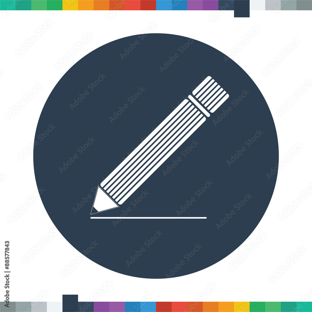 Flat pen icon drawing a line. Flat pen icon drawing a line.