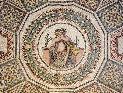 Erotic mosaic in Roman Villa of Casale Piazza Armerina Sicily