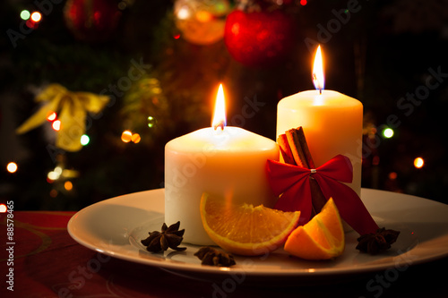 Christmas decoration on dining table