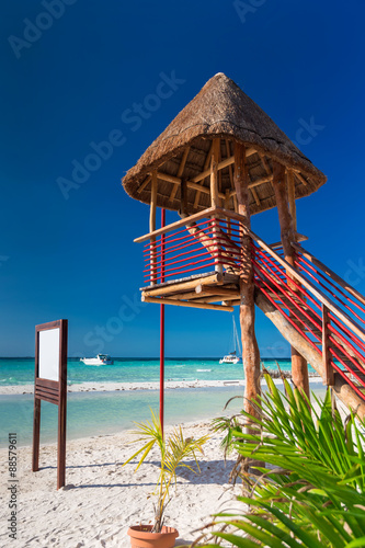 Lifeguard tower on caribbean beach