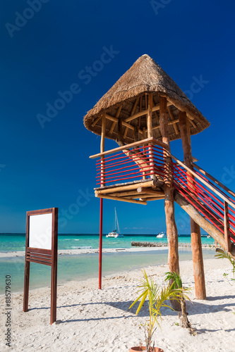 Lifeguard tower on caribbean beach