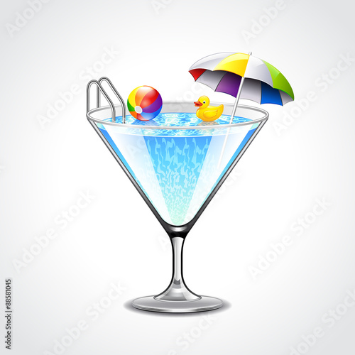 Swimming pool in martini glass vacation concept
