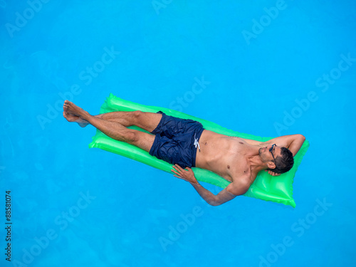 man relaxing on the air bed