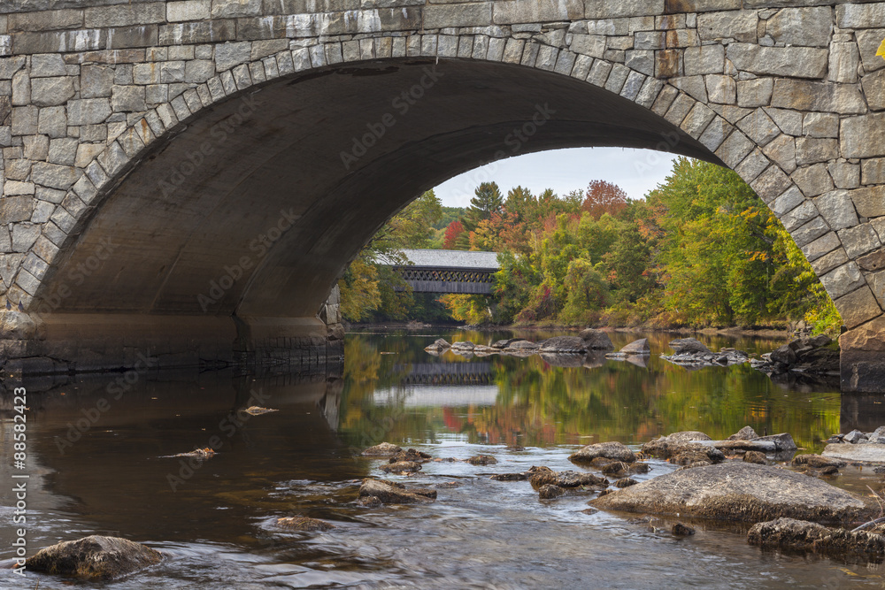 Bridge Over Contoocook River in Fall