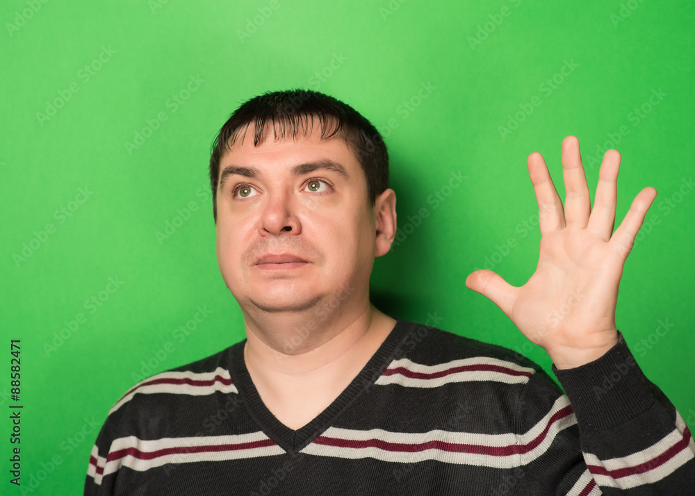 young man making stop with his hand