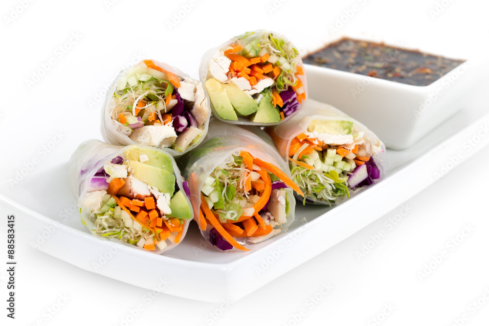 chicken and avocado rice paper spring rolls chicken and avocado rice paper spring rolls