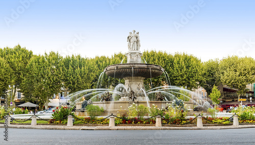 Fountain at La Rotonde in Aix-en-Provence, France photo