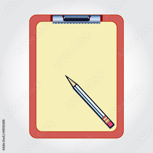 Blank clipboard and pencil isolated on the white background