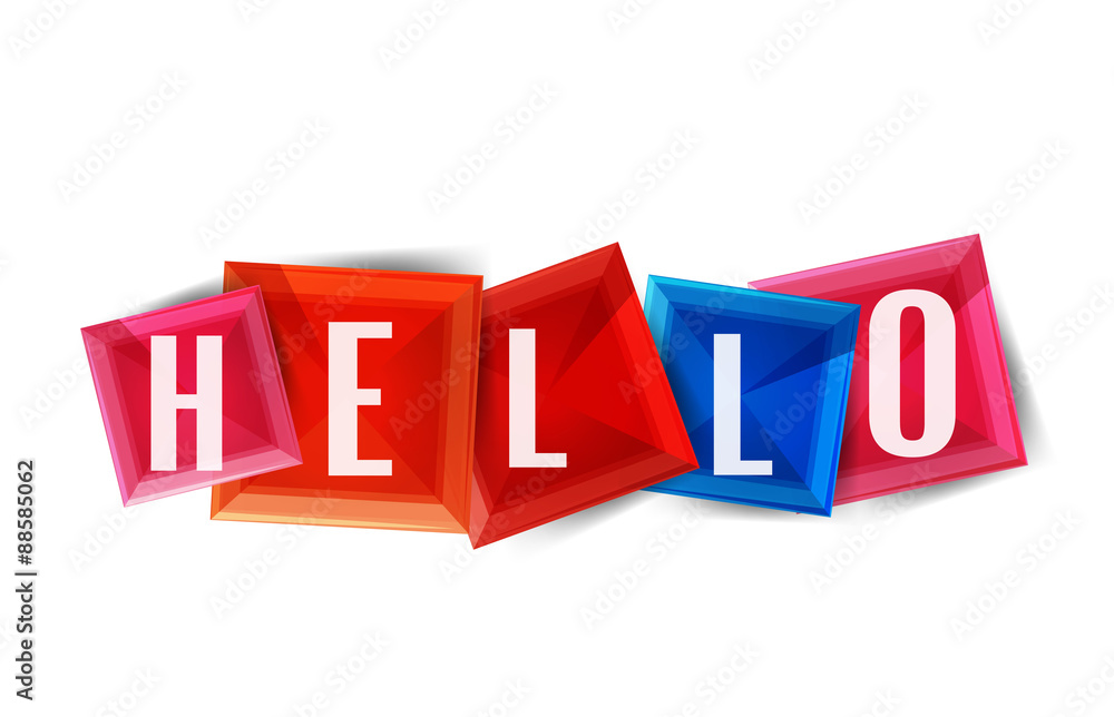 Hello word button banner or squares Hello word button banner or squares