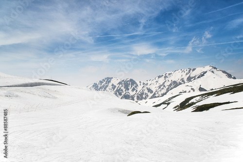 High mountains under snow in the winter