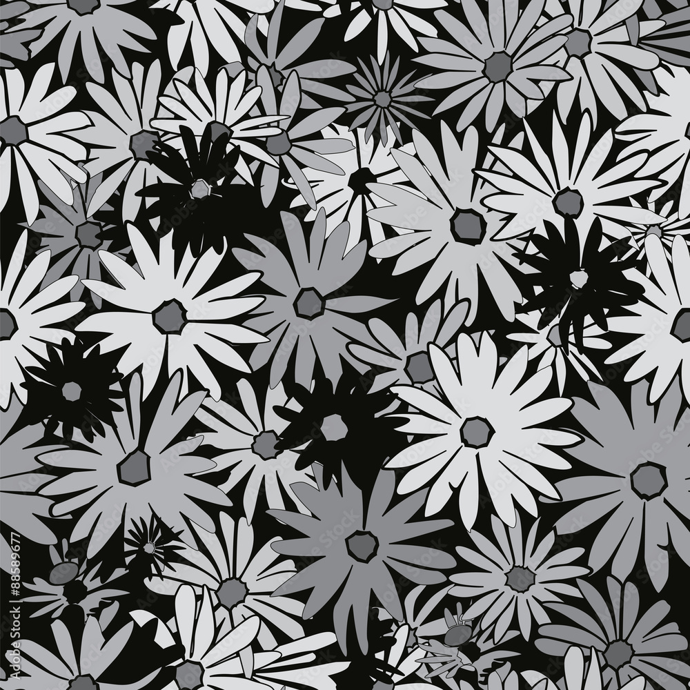 Fototapeta premium Floral Pattern On Black