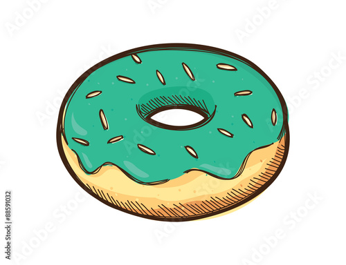 Sketchy dough nut illustration isolated on white background
