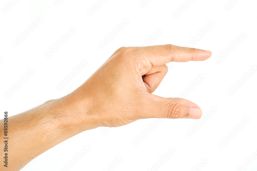 Hand keep something isolated on white background Hand keep something isolated on white background