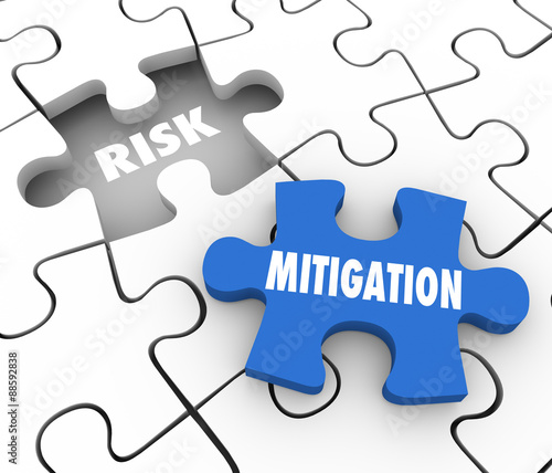 Risk Mitigation Puzzle PIeces Reduce Danger Security Problem photo