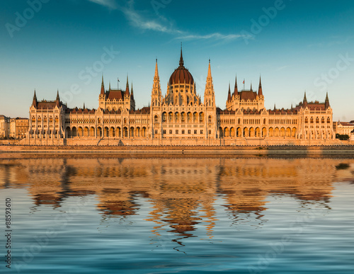 Budapest parliament at the sunset