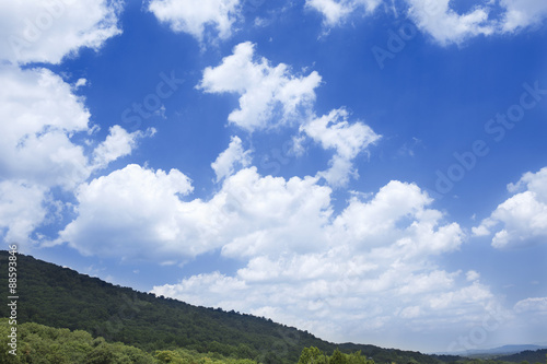 Clouds over the mountains at Afton Mountain near Charlottesville Virginia.