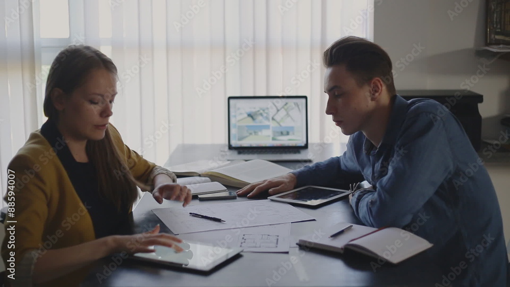 custom made wallpaper toronto digitalYoung woman working at studio loft. Part2