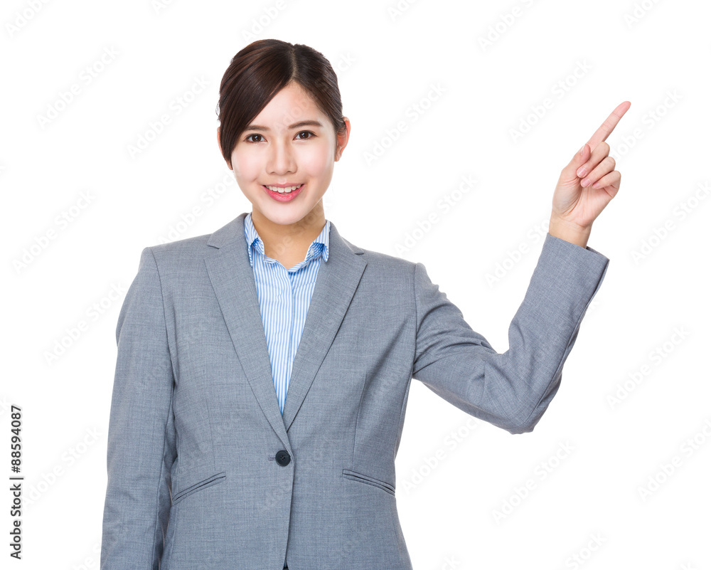 Businesswoman with finger point up Businesswoman with finger point up