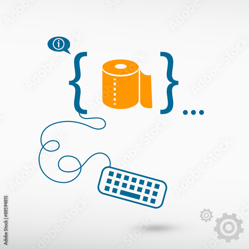 Toilet paper icon and flat design elements