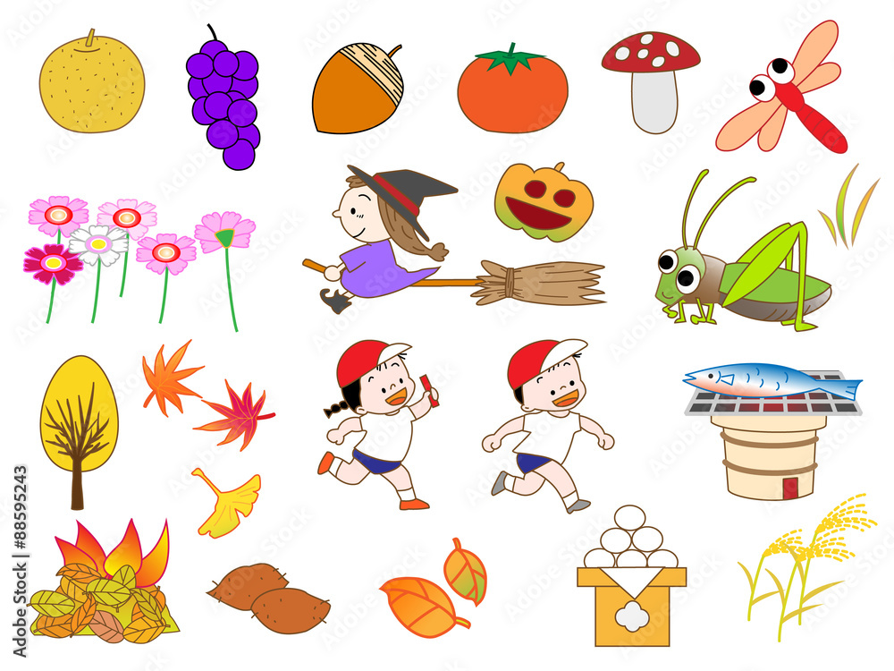 Naklejka premium 秋物のアイコン