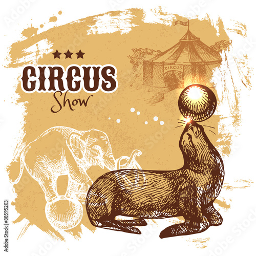 Hand drawn sketch circus and amusement vector illustration