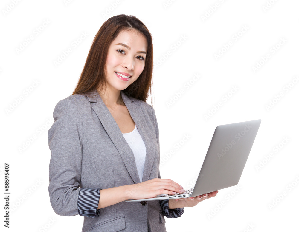 Businesswoman use of the notebook computer Businesswoman use of the notebook computer