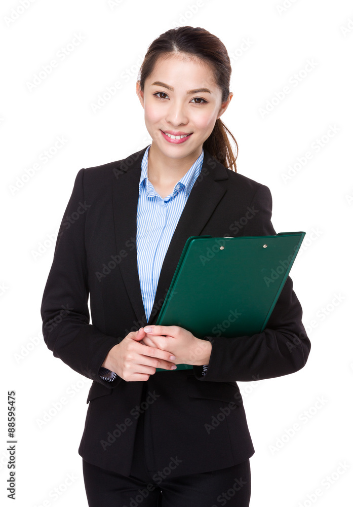 Young businesswoman hold with clipboard Young businesswoman hold with clipboard