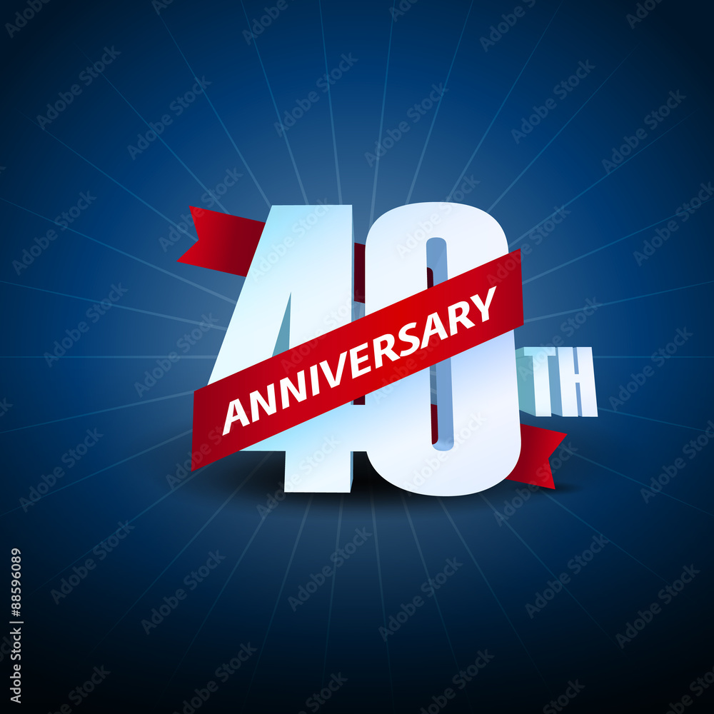 40th Anniversary 3D on blue background