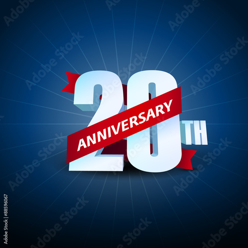 20th Anniversary 3D on blue background