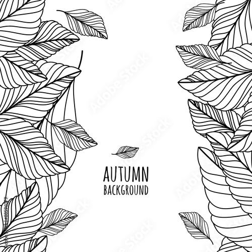 Vector hand drawn doodle leaves seamless background. Abstract au