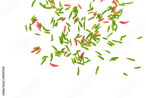 Chili peppers on white background.