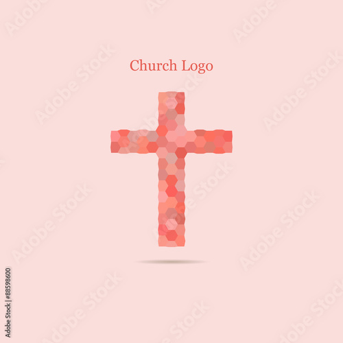 Church logo in the form of a cross. Different shades of red in one piece