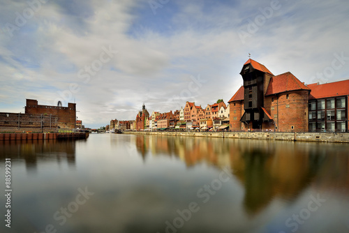 The riverside with the characteristic promenade of Gdansk, Poland