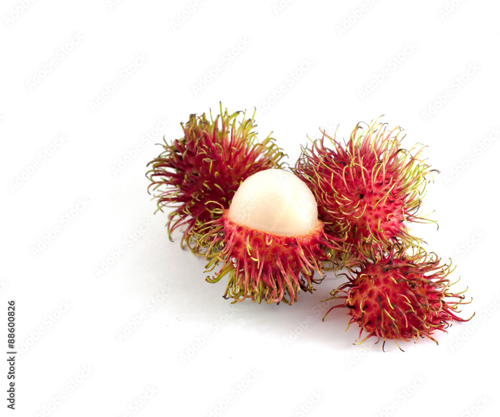 Rambutan is fruit southern asian flavor sweet. Isolated on white Rambutan is fruit southern asian flavor sweet. Isolated on white
