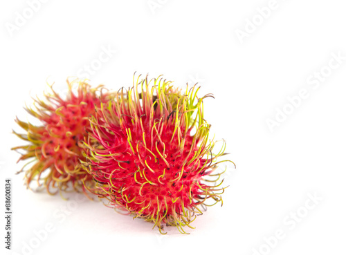 Rambutan is fruit southern asian flavor sweet. Isolated on white
