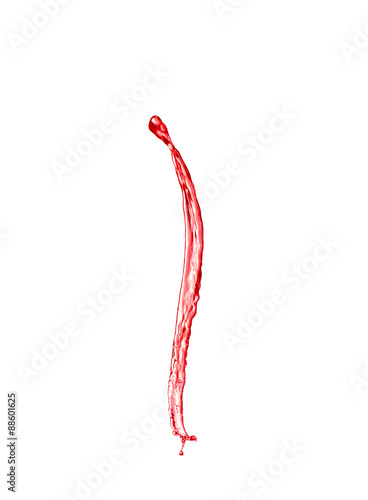 Red wine splashes isolated on white background