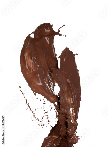 Chocolate  splash shape on white background