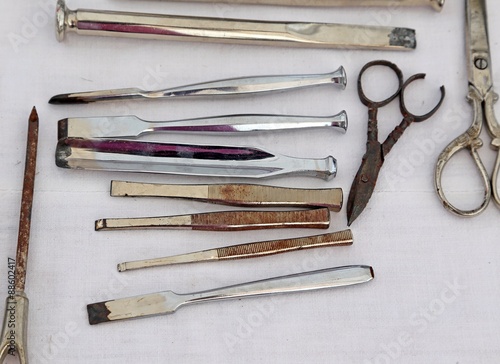rusted pliers scissors and other ancient medical instruments