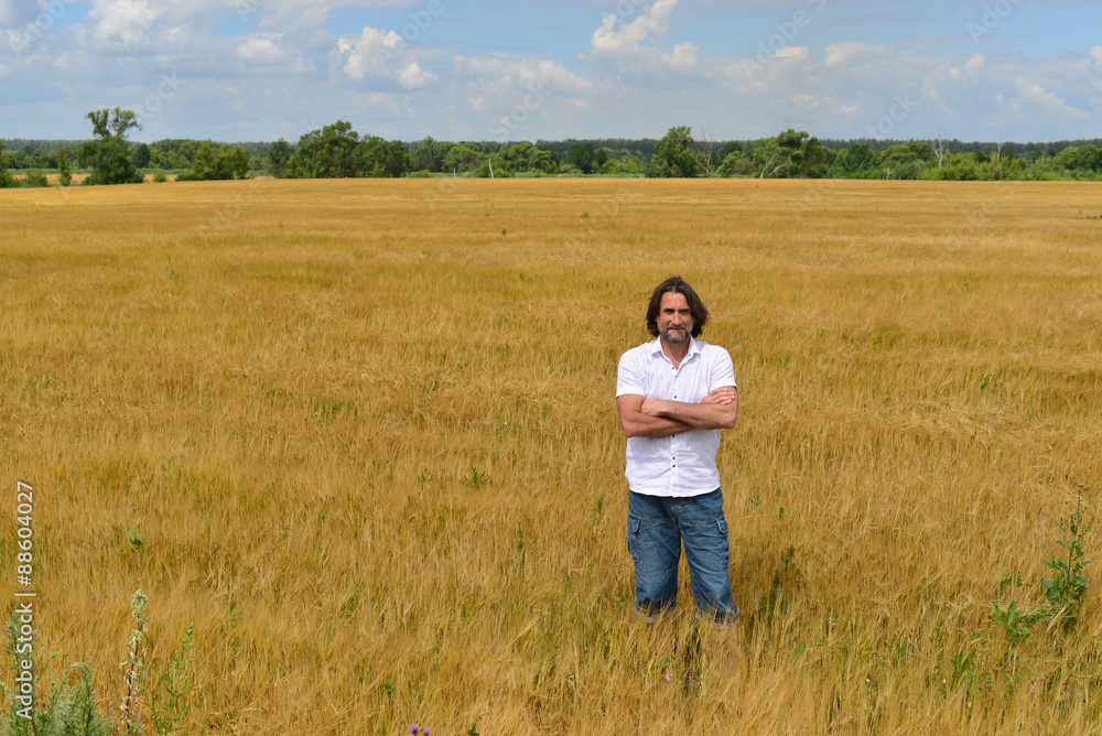 man stands on the rye field man stands on the rye field