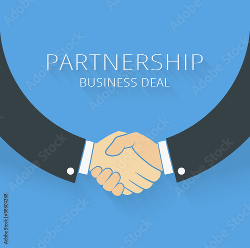 Vector handshake illustration. Background for business and finance