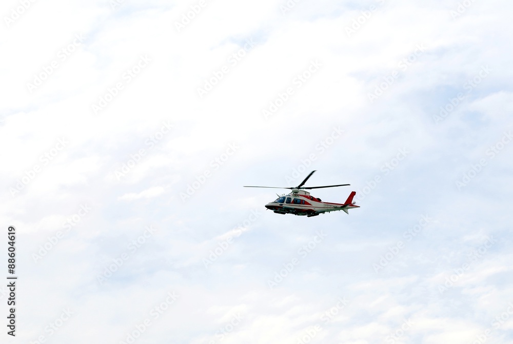 great helicopter of fireman flies in the sky during an emergency great helicopter of fireman flies in the sky during an emergency