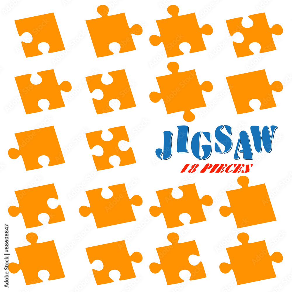 Naklejka premium collection puzzle parts colored orange