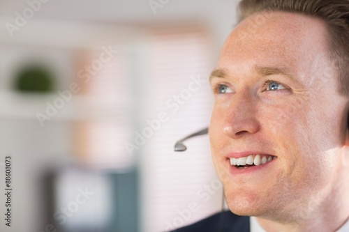 Happy call center agent working 