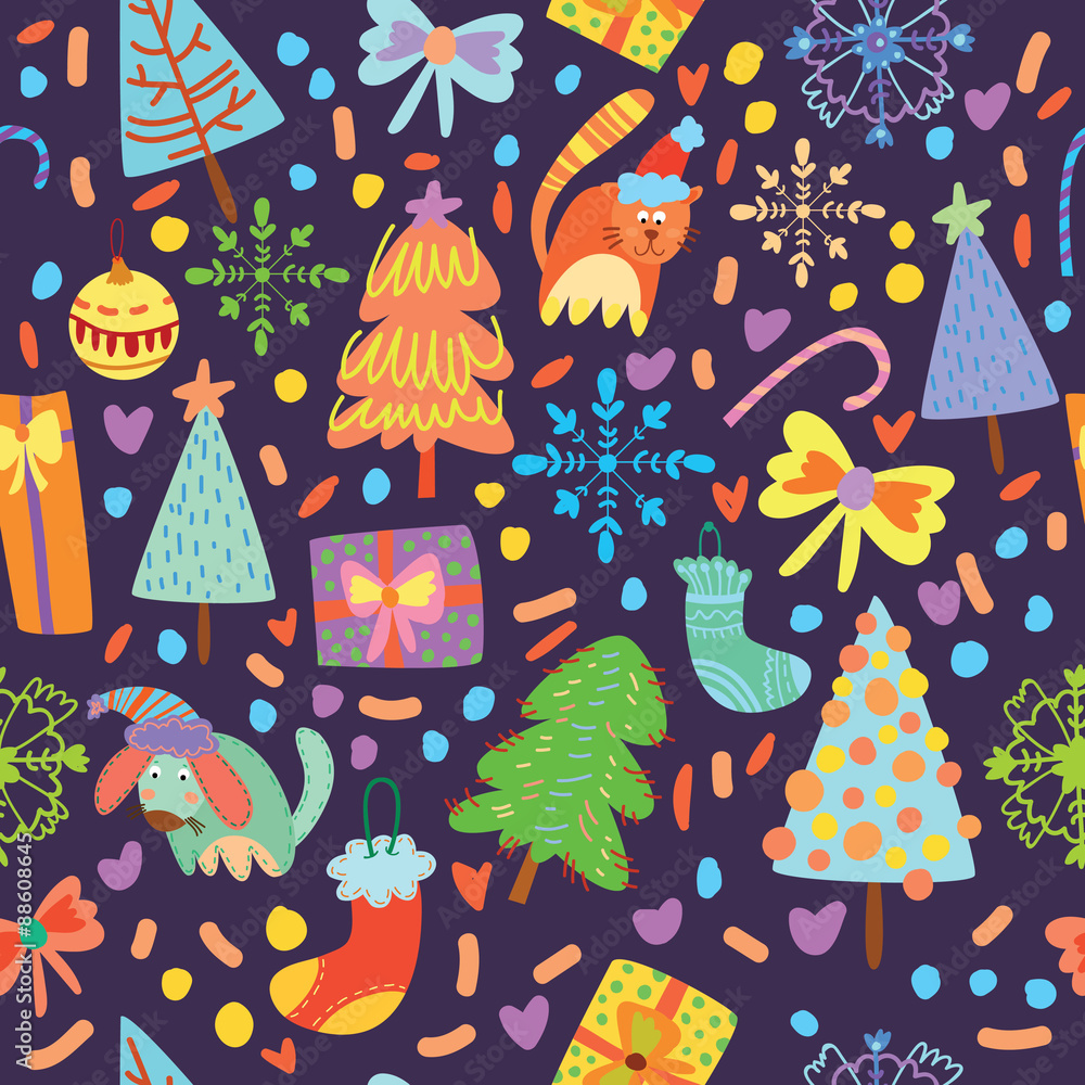 Cartoon seamless pattern. Christmas background in vector Cartoon seamless pattern. Christmas background in vector