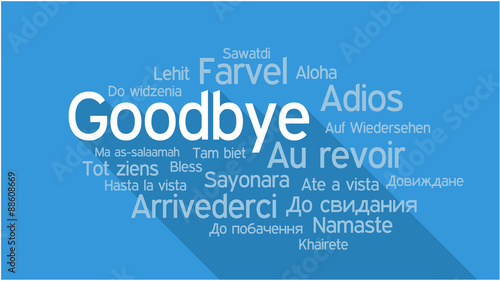 GOODBYE in different languages, word tag cloud photo