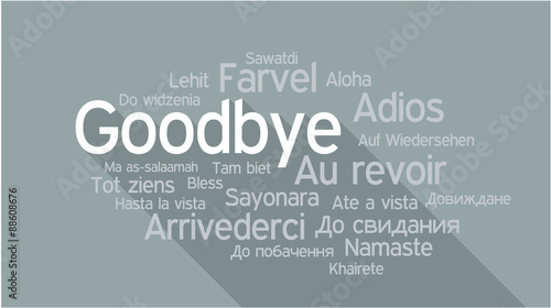 GOODBYE in different languages, word tag cloud