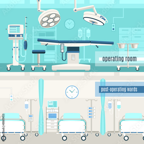 Medical surgery operation 2 banners set