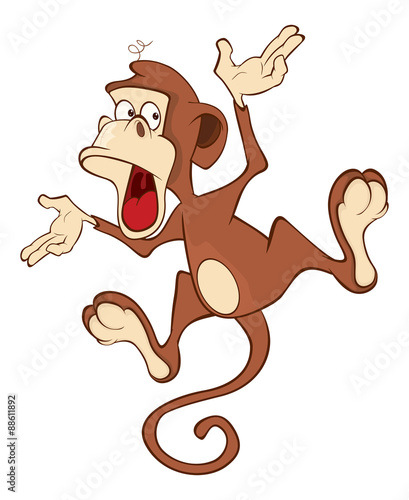 Cheerful monkey. Cartoon