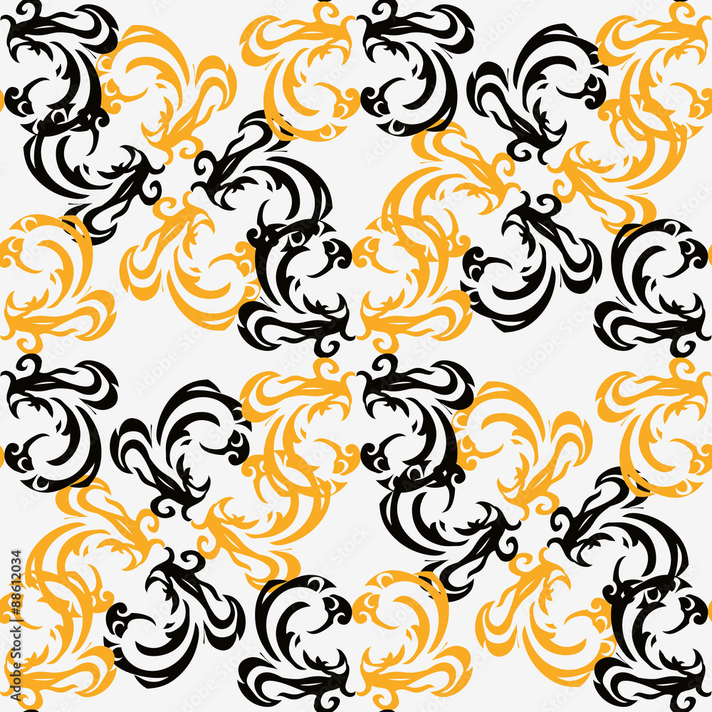 Fototapeta premium Abstract background in black and yellow patterns.Seamless.