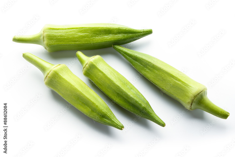 Fresh okra isolated on white Fresh okra isolated on white
